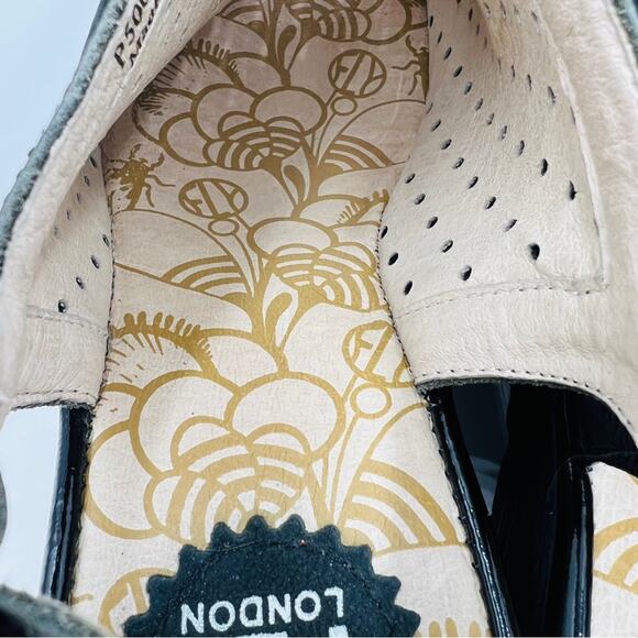 FLY London Yile Black Perforated Leather Peep Toe Platform Wedge Sandal Size 8 - Picture 12 of 14